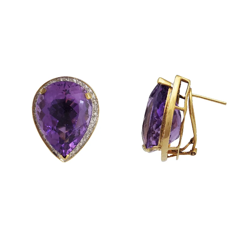 double stud earrings for women-Gigantium Amethyst Stud Earrings (14K)