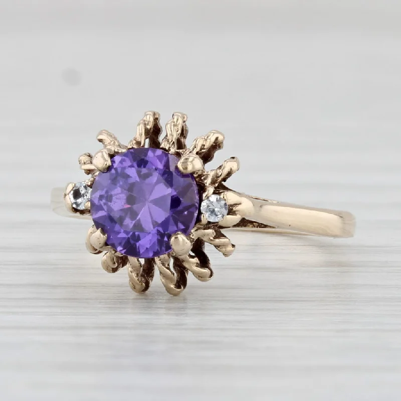 modern engagement rings for women-1.18ctw Lab Created Purple Sapphire Cubic Zirconia Ring 10k Yellow Gold Size 4.5