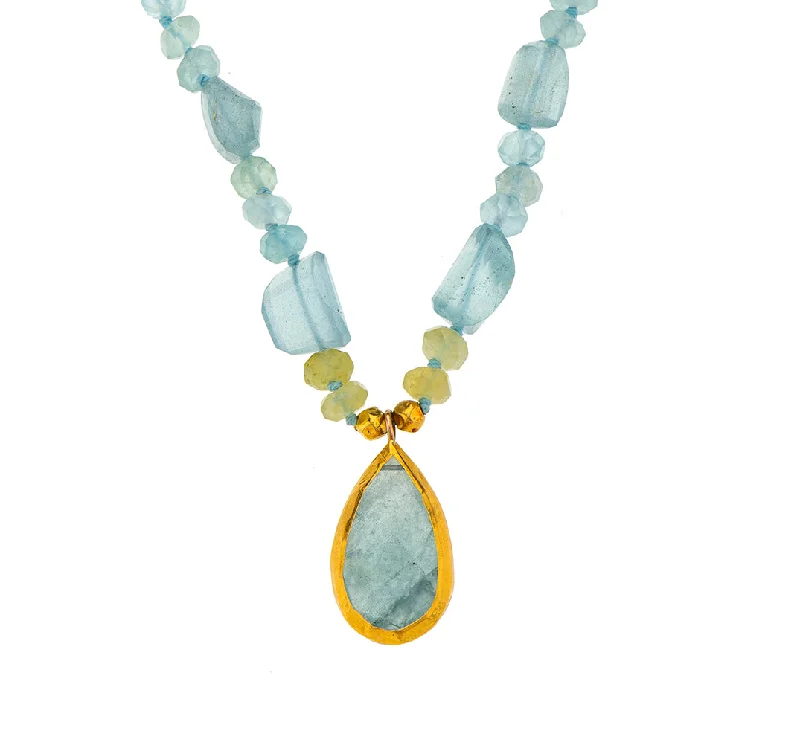 delicate necklaces for women-Nava Zahavi Yellow Gold Aquamarine Sensation Necklace