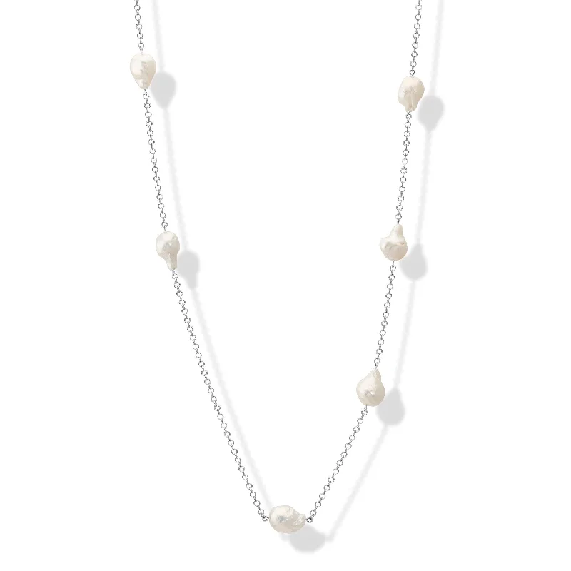 modern necklaces for women-Polyphemus Necklace White Gold - Pearl