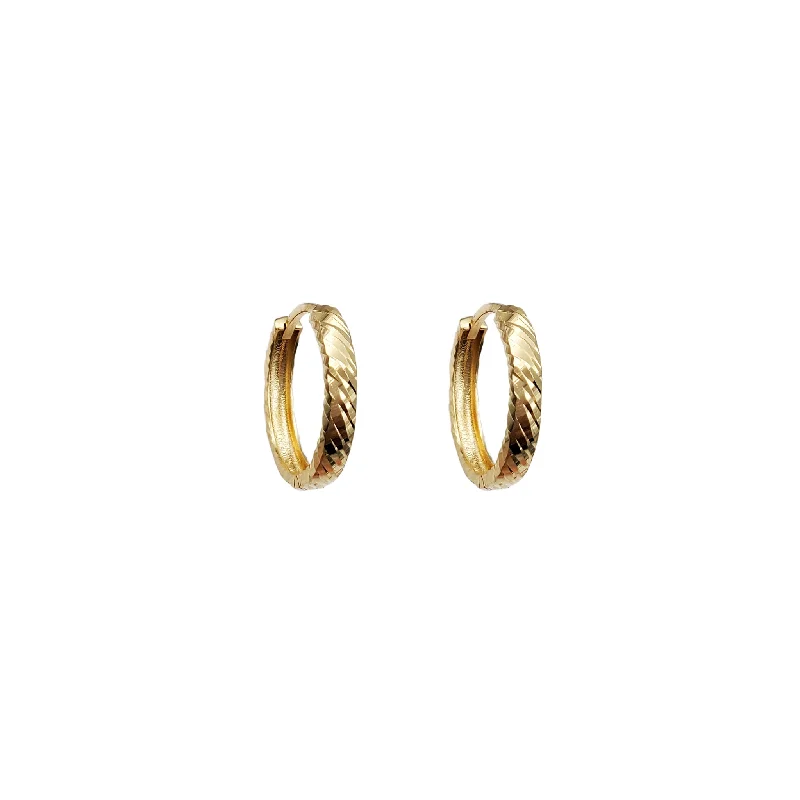 classic earrings for women-Fluted Diamond-Cut Hoop Earrings (18K)