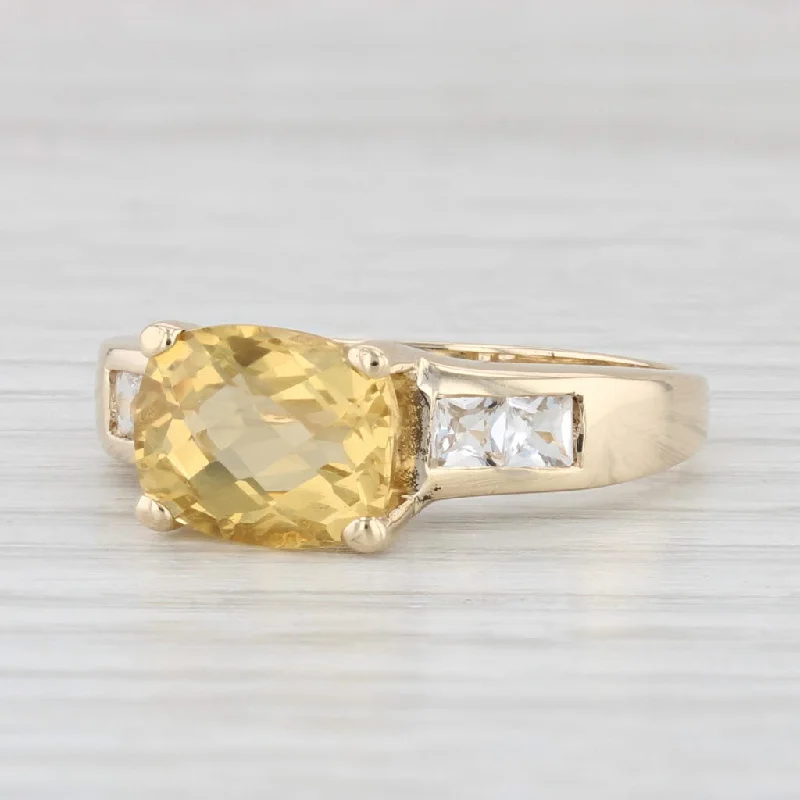 three-stone engagement rings for women-2.75ctw Yellow Heliodor White Goshenite Ring 14k Yellow Gold Size 8