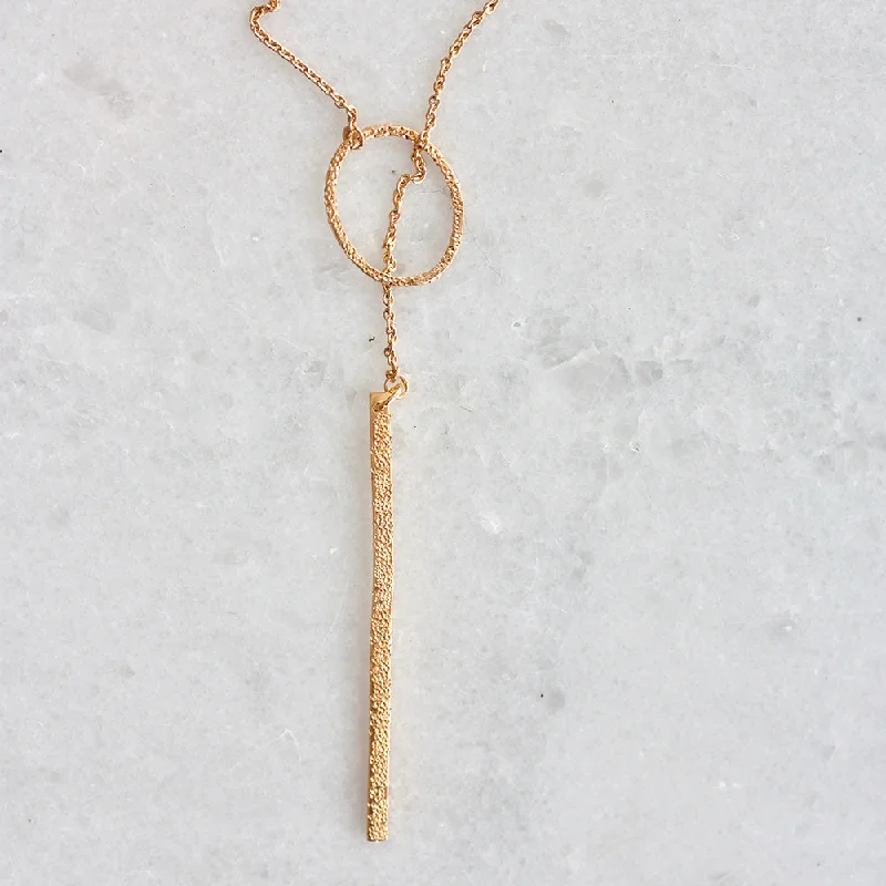 simple necklaces for women-DIAMOND DUSTED LONG OVAL LARIAT