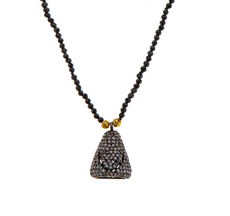 adjustable gold necklaces for women-Nava Zahavi Silver Diamonds Bell and Spinel Necklace