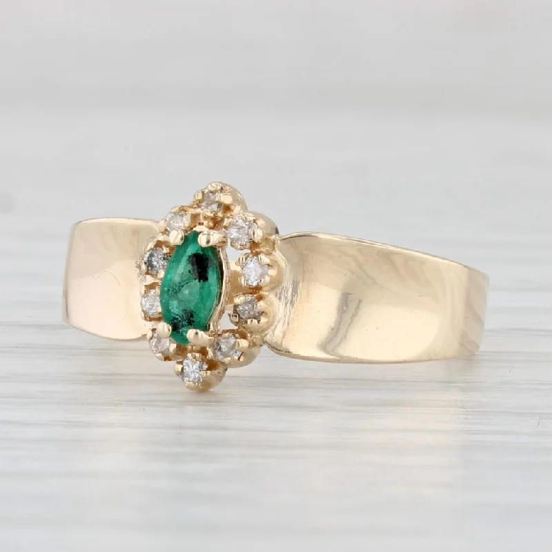 fancy-colored diamond engagement rings for women-0.25ctw Marquise Emerald Diamond Halo Ring 14k Yellow Gold Size 7.25