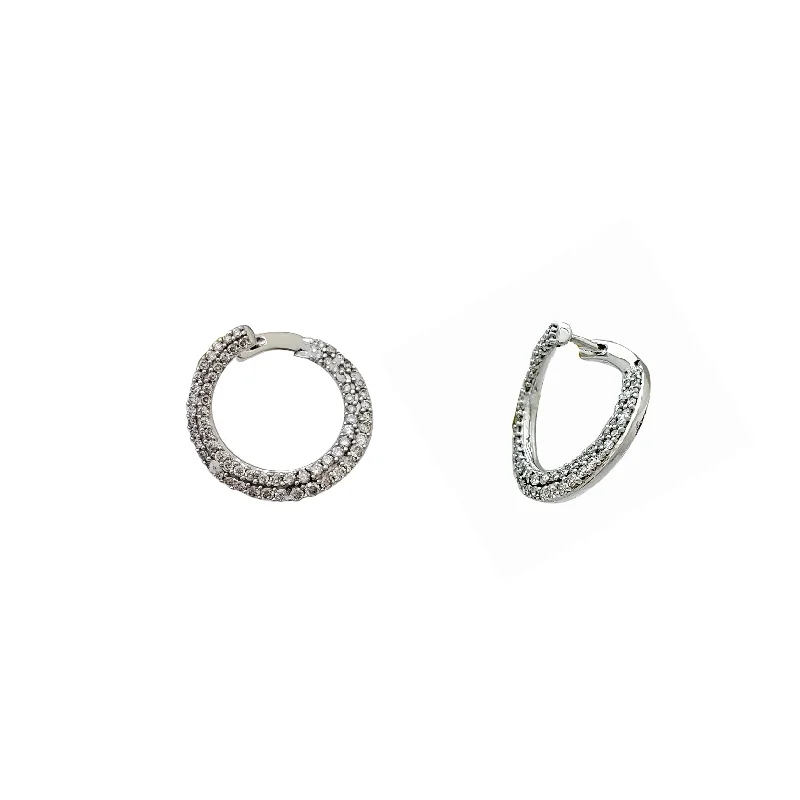 glitter earrings for women-Diamond Round Leveled Flat Earrings (10K)