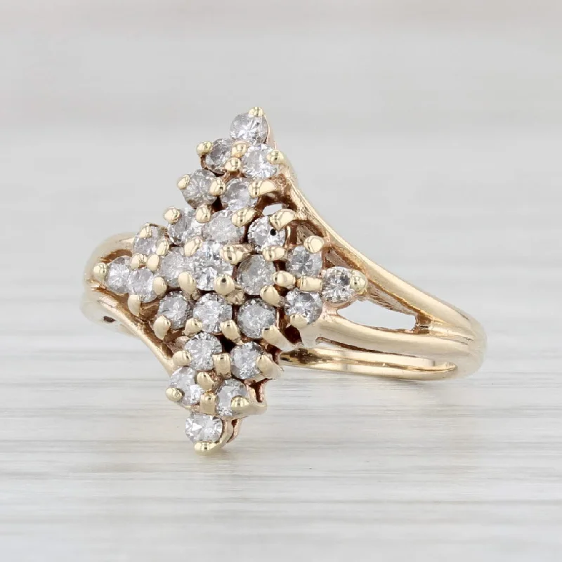 modern engagement ring styles for women-0.30ctw Diamond Cluster Bypass Ring 10k Yellow Gold Size 3.25