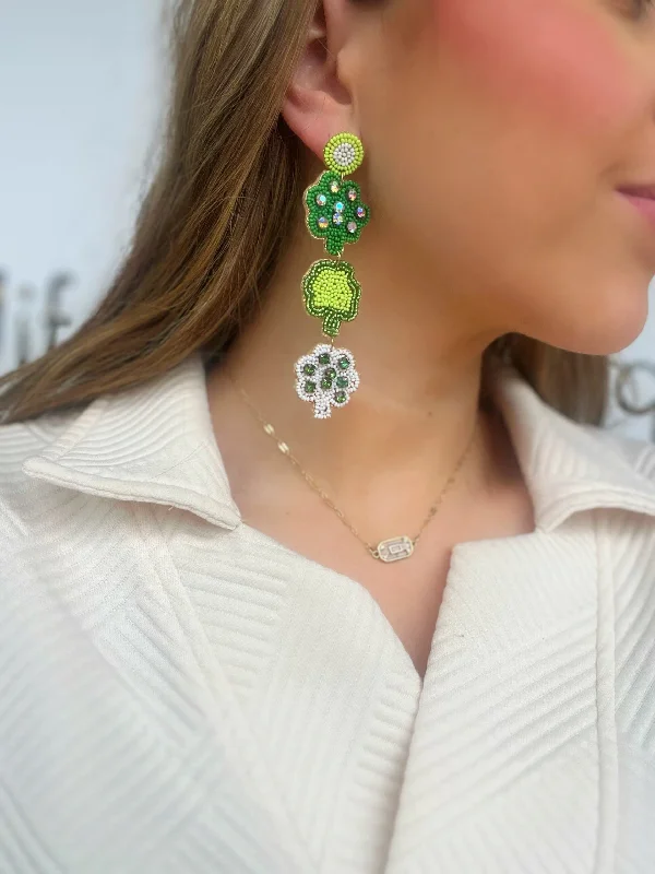 adjustable earrings for women-3 Tier Clover Earring