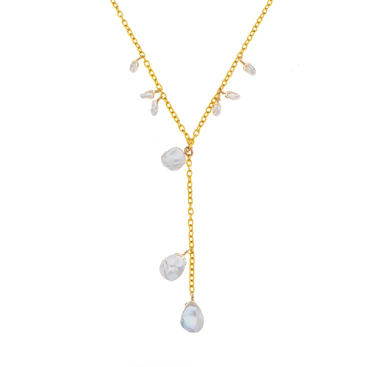 crystal necklaces for women-Nava Zahavi Vermeil Kashi Pearl Tie Necklace