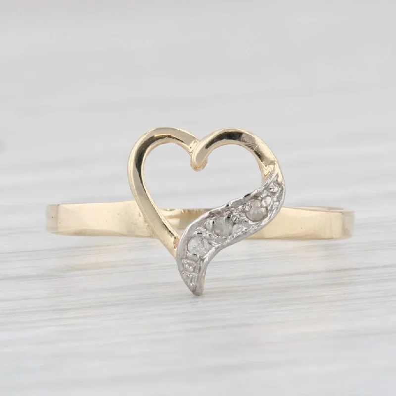 two-tone engagement ring sets for women-Diamond Accented Heart Ring 10k Yellow Gold Size 5