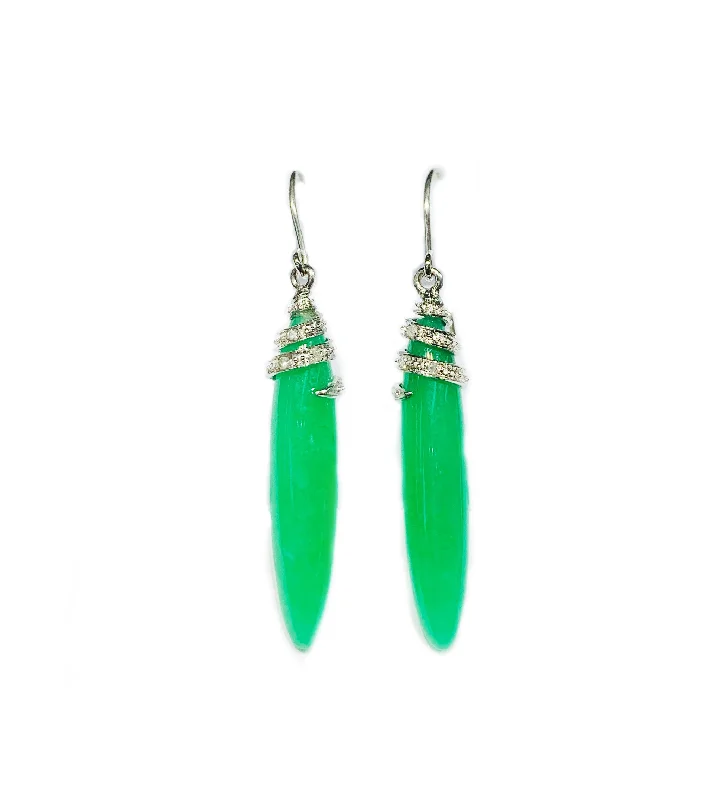 long earrings for women-Jade Cylinder Earrings (14K)