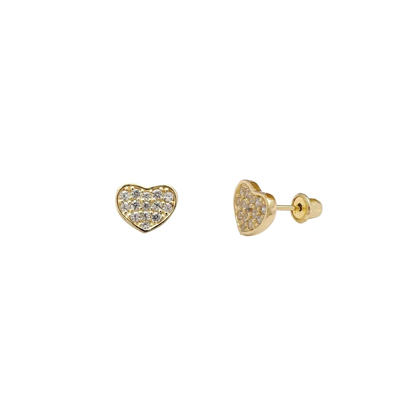 heart-shaped earrings for women-CZ Heart Stud Earrings (14K)