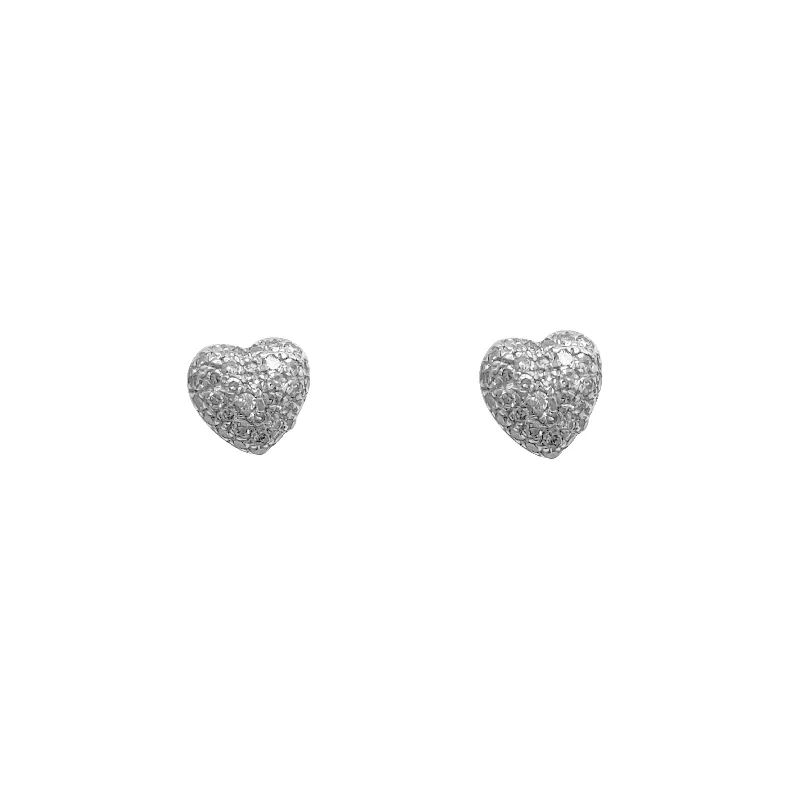 crystal earrings for women-Diamond Heart Earring (14K)