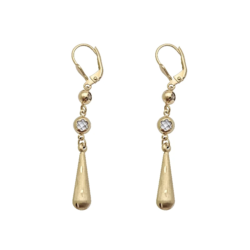 flower-shaped earrings for women-Teardrop Dangling Earring (14K)