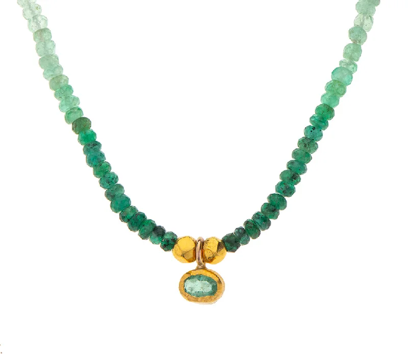 fashionable necklaces for women-Nava Zahavi Emerald Yellow Gold Necklace