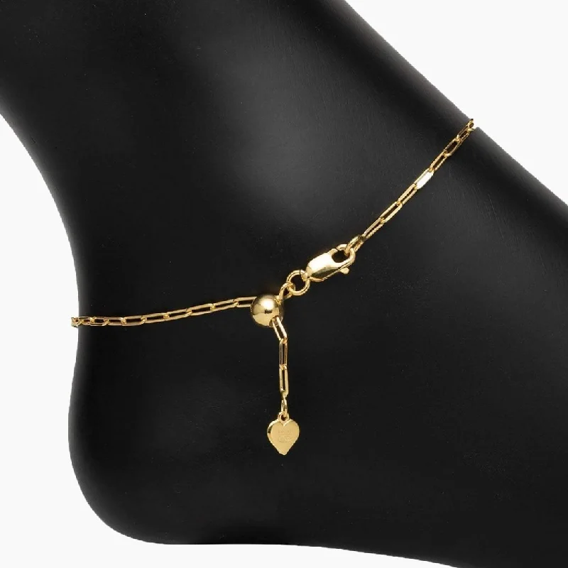 silver anklets for women-Adjustable Graffetta Paperclip Anklet (Gold)