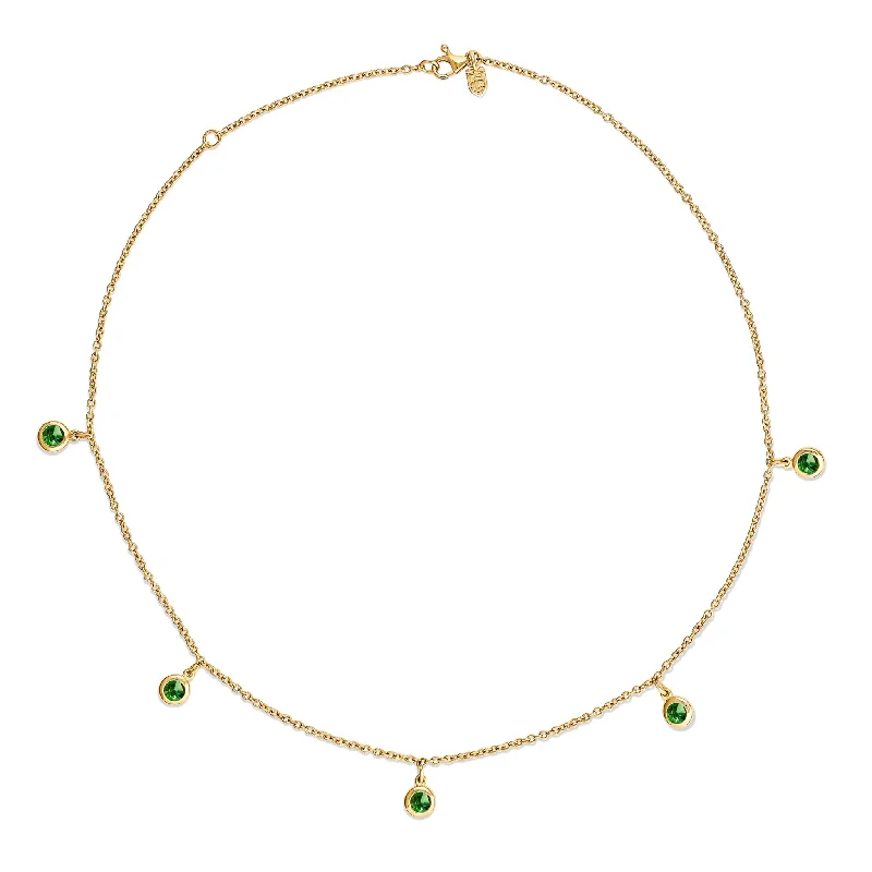 creative gold necklaces for women-Talya Five Stone Necklace Yellow Gold - Chrome Diopside