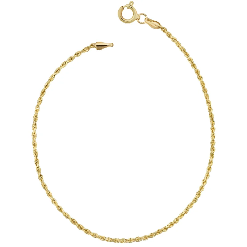 beach anklets for women-14k Gold Rope Chain Anklet