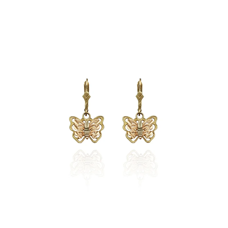 custom earrings for women-Rosy Butterfly Dangling Earrings (14K)