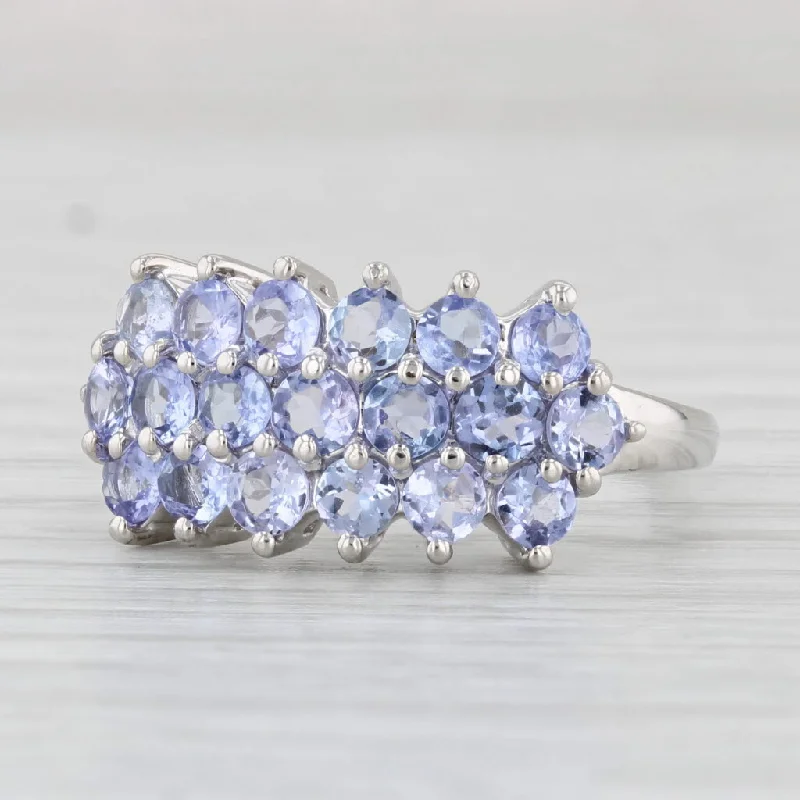 contemporary engagement rings for women-2.04ctw Tanzanite Cluster Ring 10k White Gold Size 7 Cocktail