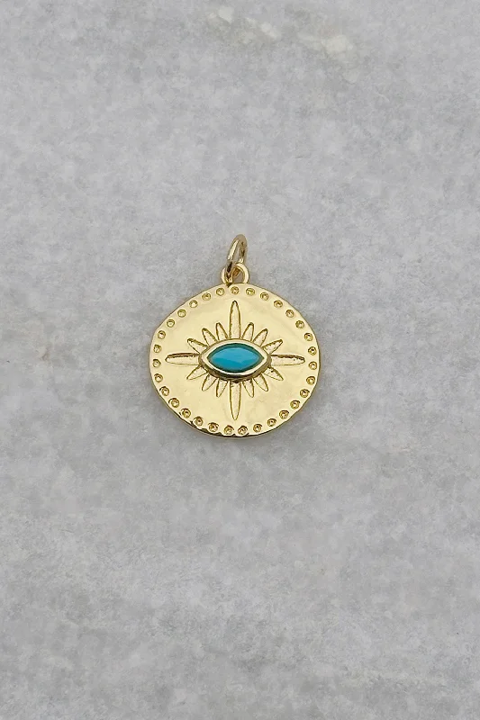 diamond necklaces for women-Turquoise Evil Eye Coin Necklace