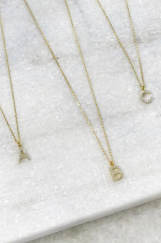 pendant necklaces for women-Delicate CZ Initial Necklace