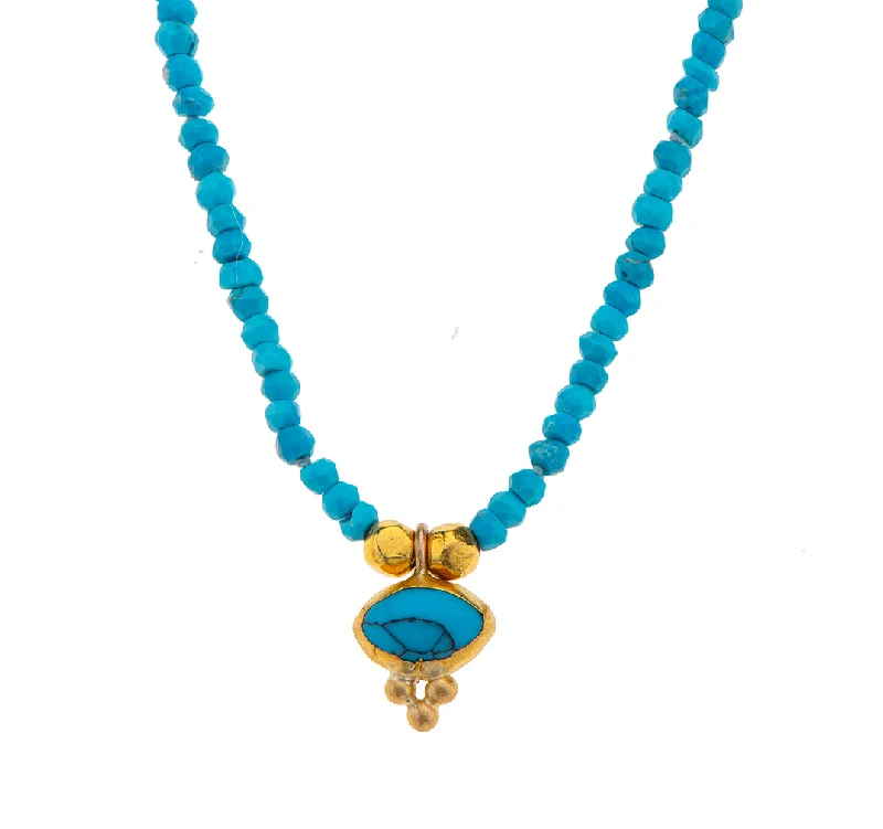 moonstone necklaces for women-Nava Zahavi Yellow Gold Blissful Turquoise Necklace