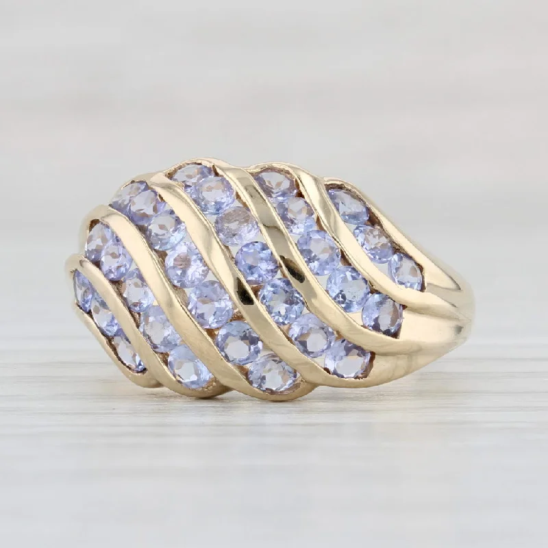 custom-designed engagement rings for women-2.20ctw Tanzanite Scalloped Croissant Ring 10k Yellow Gold Size 8