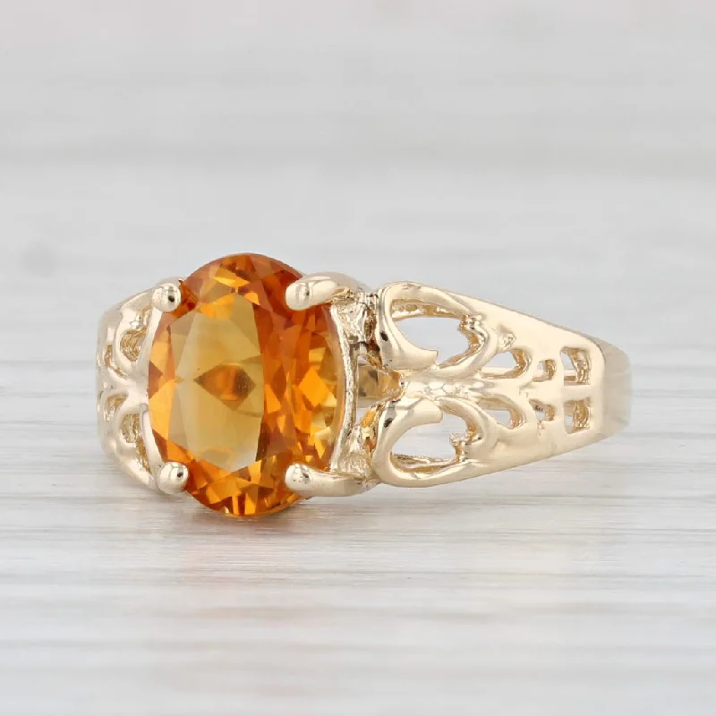 emerald engagement rings with diamonds for women-1.66ct Orange Citrine Ring 10k Yellow Gold Size 6 Open Work