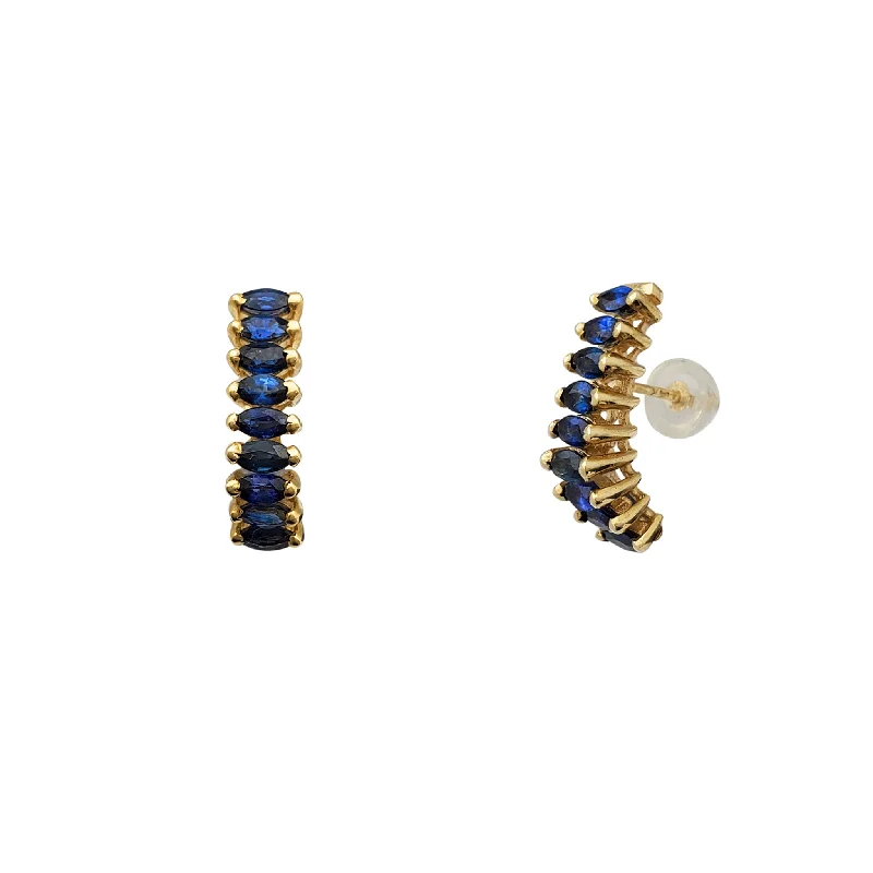 chic gold earrings for women-Sapphire Marquise Fan Stud Earrings (14K)