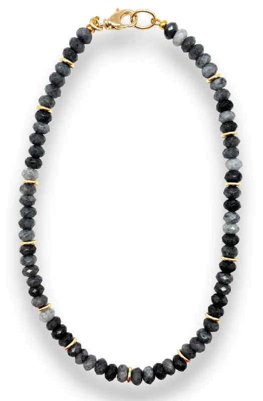 luxury necklaces for women-Grey Jade Beaded Necklace