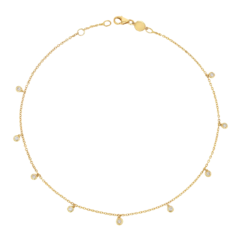 fashionable anklets for women-Diamond Drop Anklet