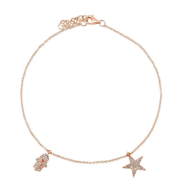 elegant chain anklets for women-Diamond Charm Anklet