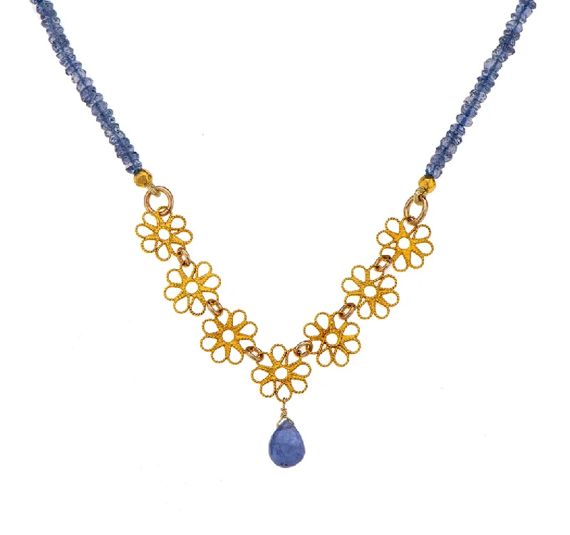 matching couple necklaces for women-Nava Zahavi Tanzanite Blossom Necklace