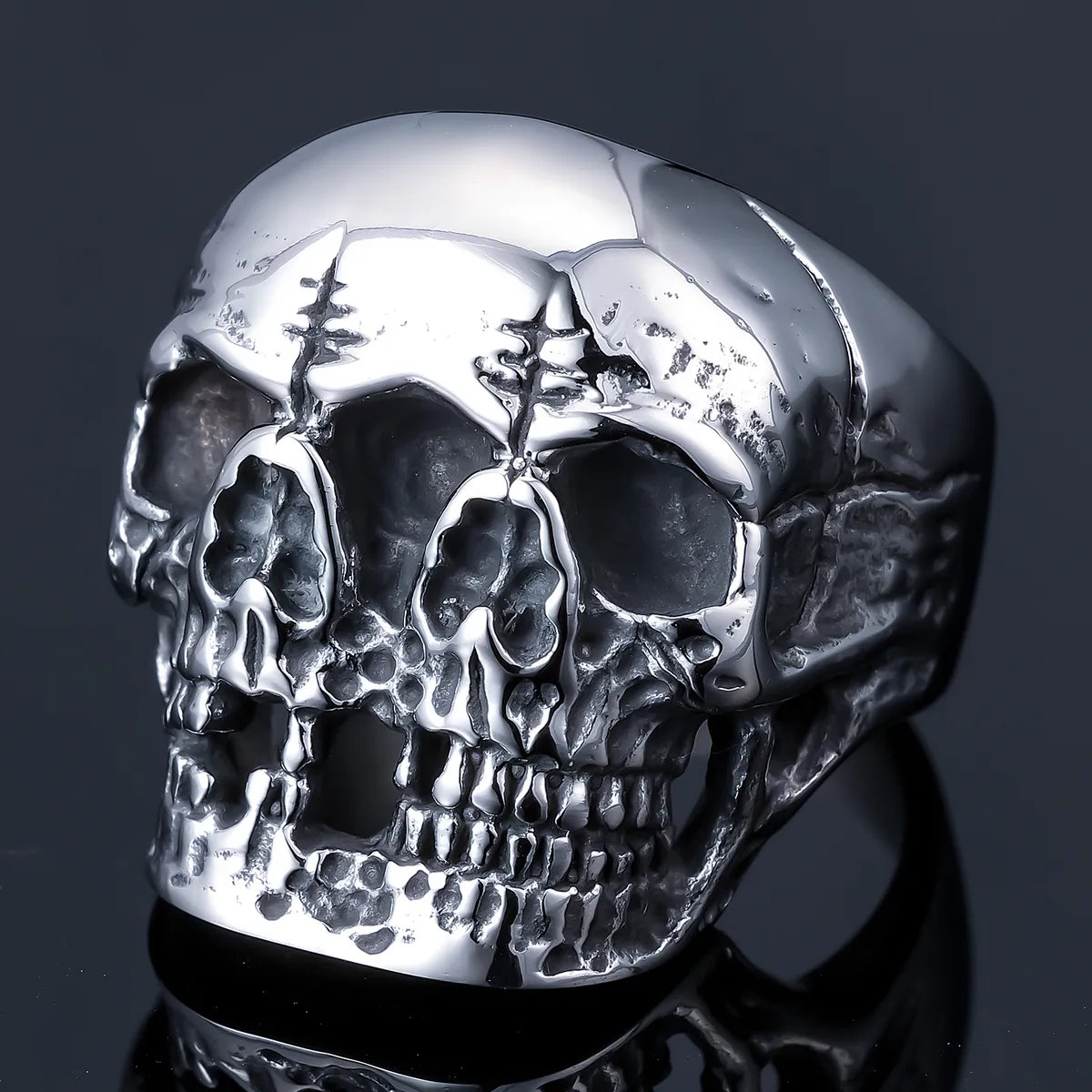 engagement rings for women-Hip-Hop Streetwear Skull 304 Stainless Steel Carving Men'S Rings