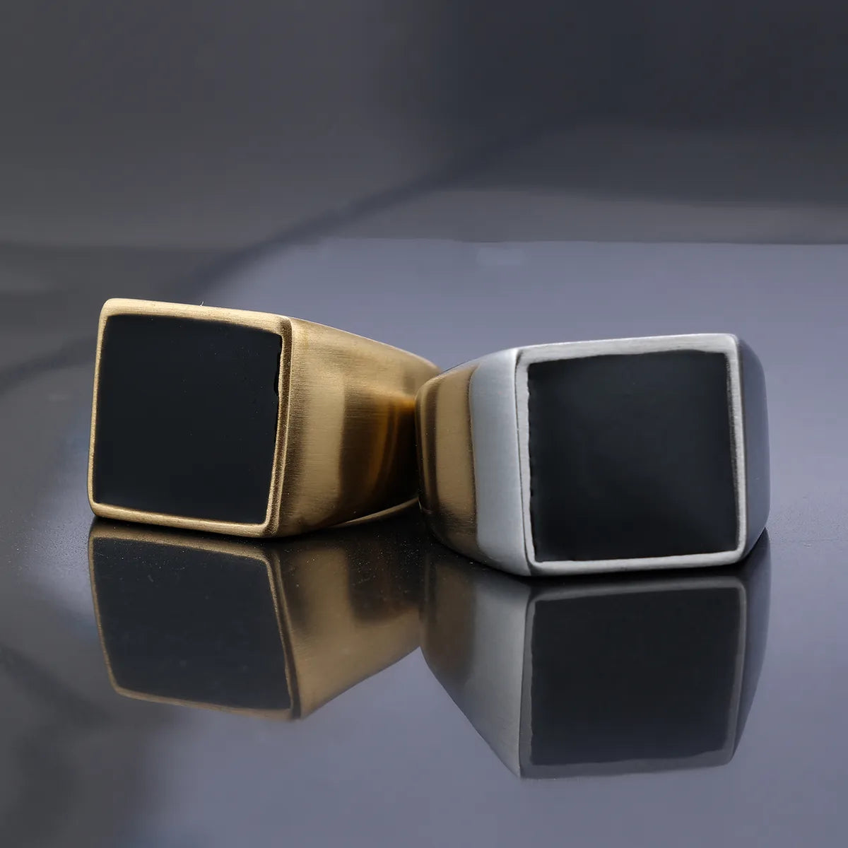 cocktail rings for women-Retro Square 304 Stainless Steel Polishing Men'S Rings