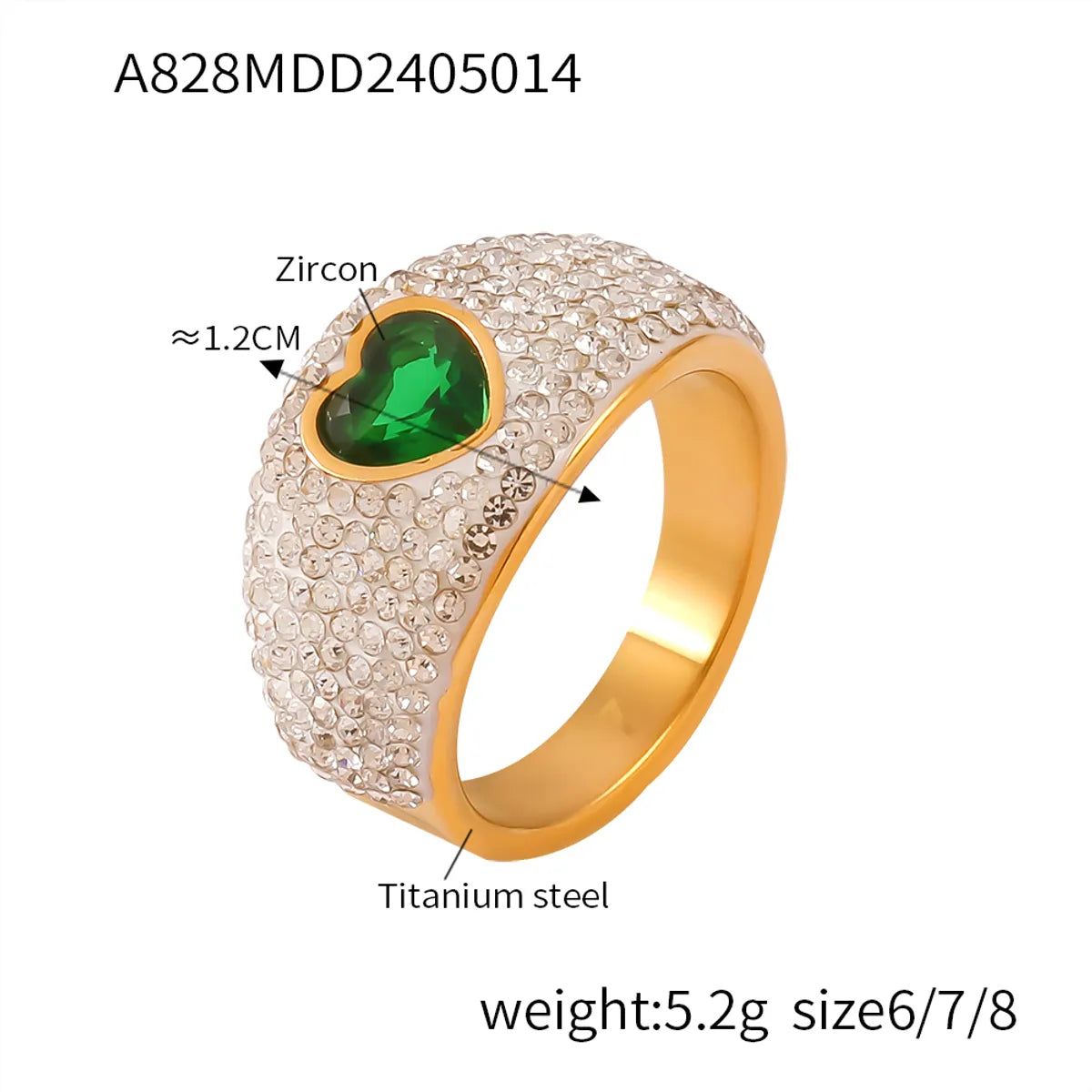 A828-Gold Green Zirconium Ring