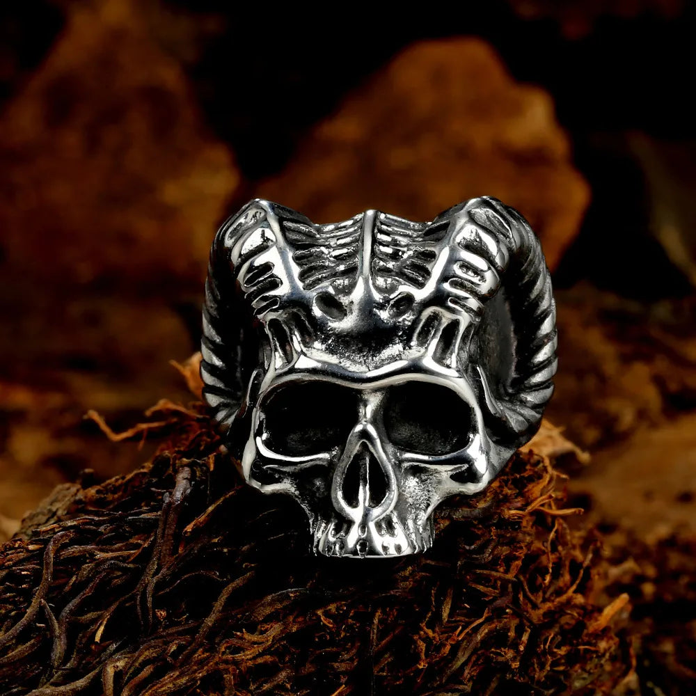 cocktail fashion rings for women-Retro Punk Skull Stainless Steel Polishing Men'S Rings