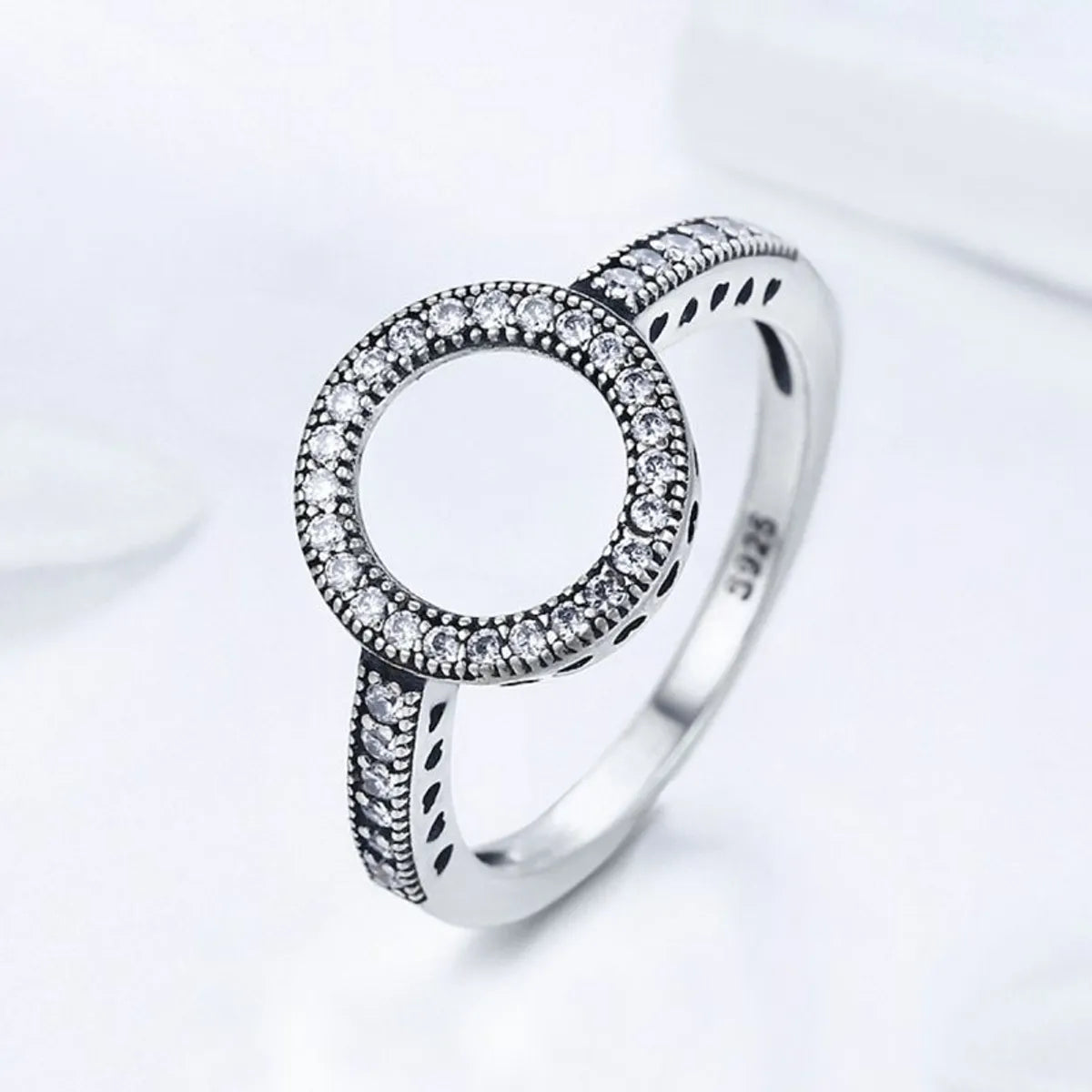 promise rings for women with gemstones-Casual Streetwear Round Sterling Silver Inlay Zircon Rings