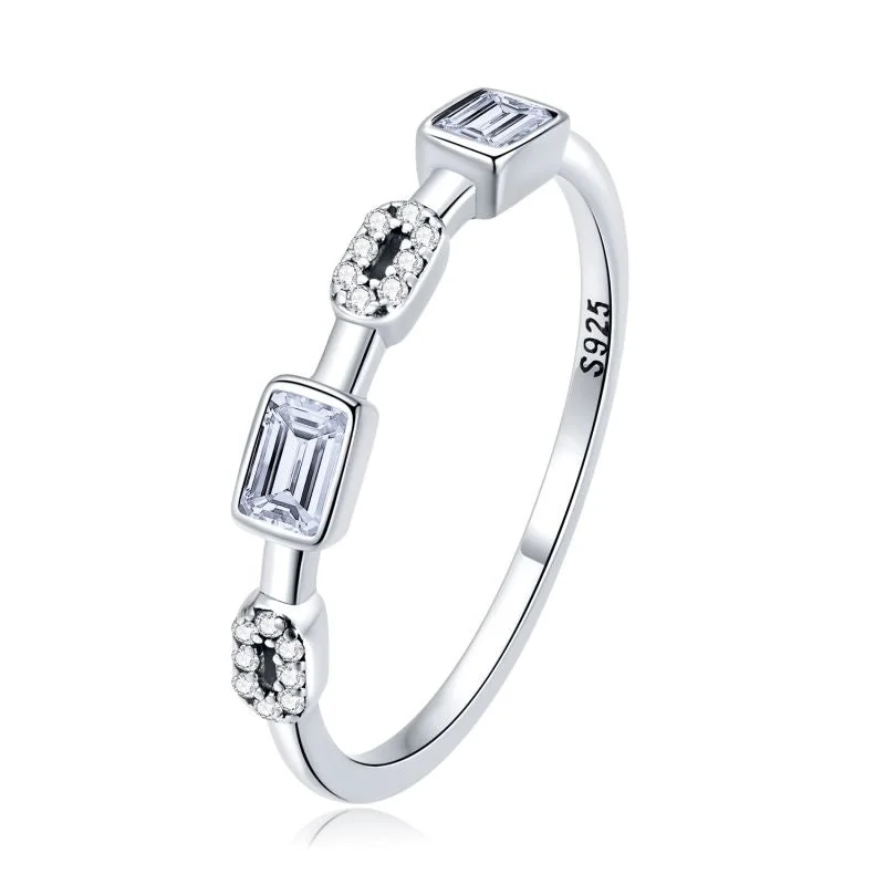 Chain Square Zirconium Ring-8