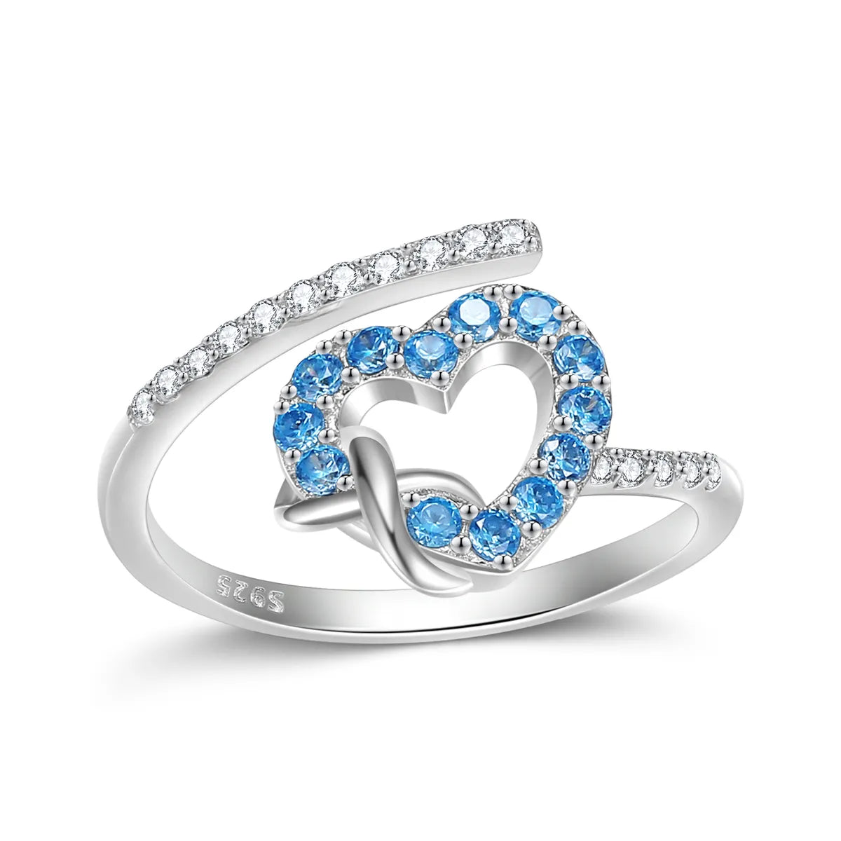 vintage-style rings for women-Original Design Romantic Simple Style Heart Shape Sterling Silver Plating Inlay Zircon Open Rings