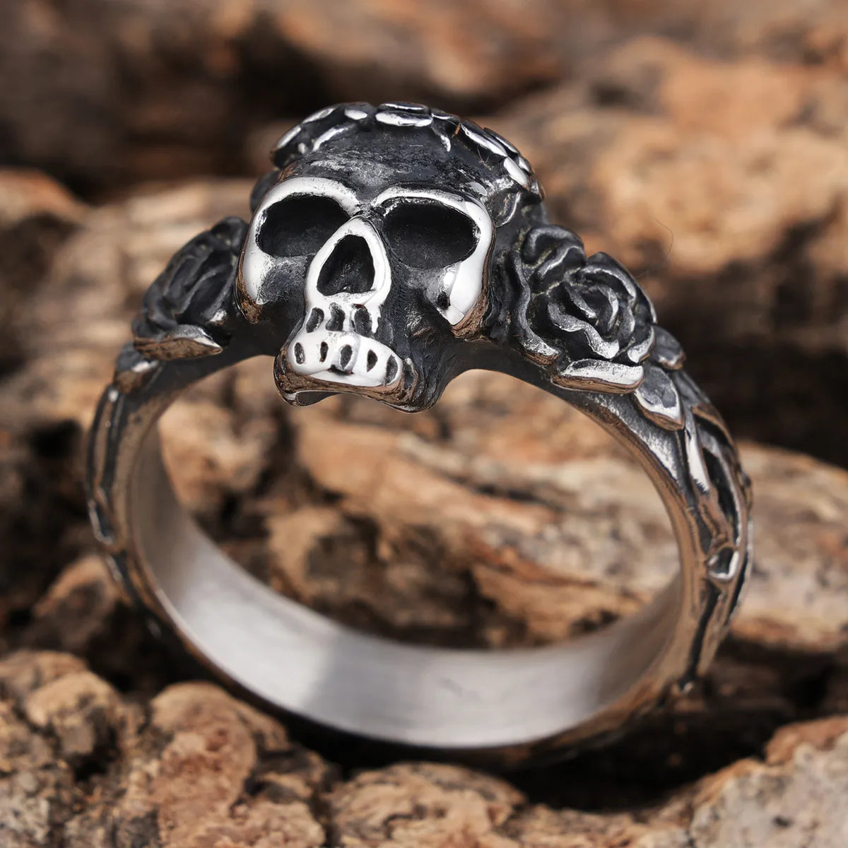 heart-shaped diamond rings for women-Hip-Hop Streetwear Skull 304 Stainless Steel Men'S Rings