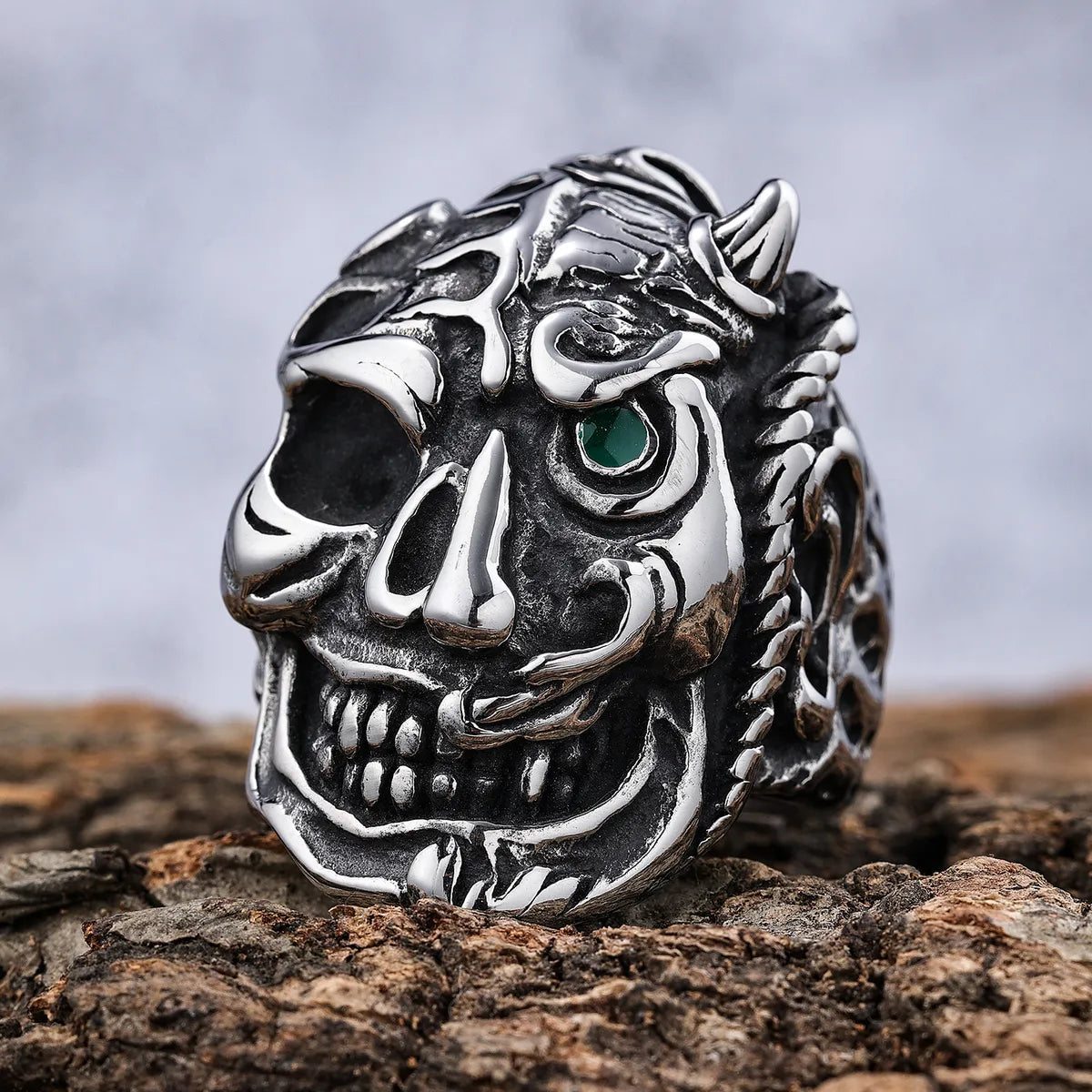 moonstone gemstone rings for women-Hip-Hop Streetwear Skull 304 Stainless Steel Men'S Rings