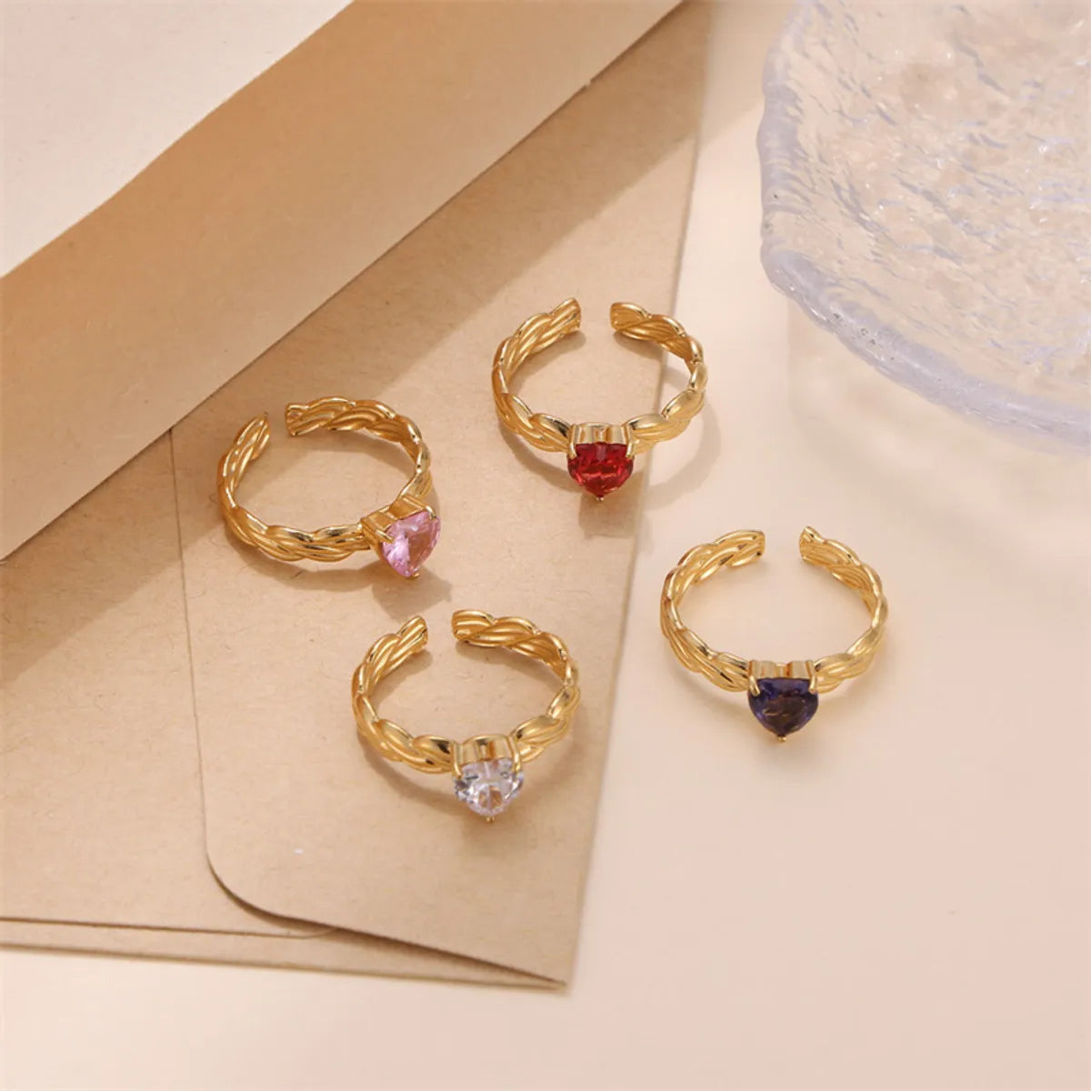 handcrafted rings for women-Glam Luxurious Stainless Steel Plating Inlay Zircon 18k Gold Plated Open Rings