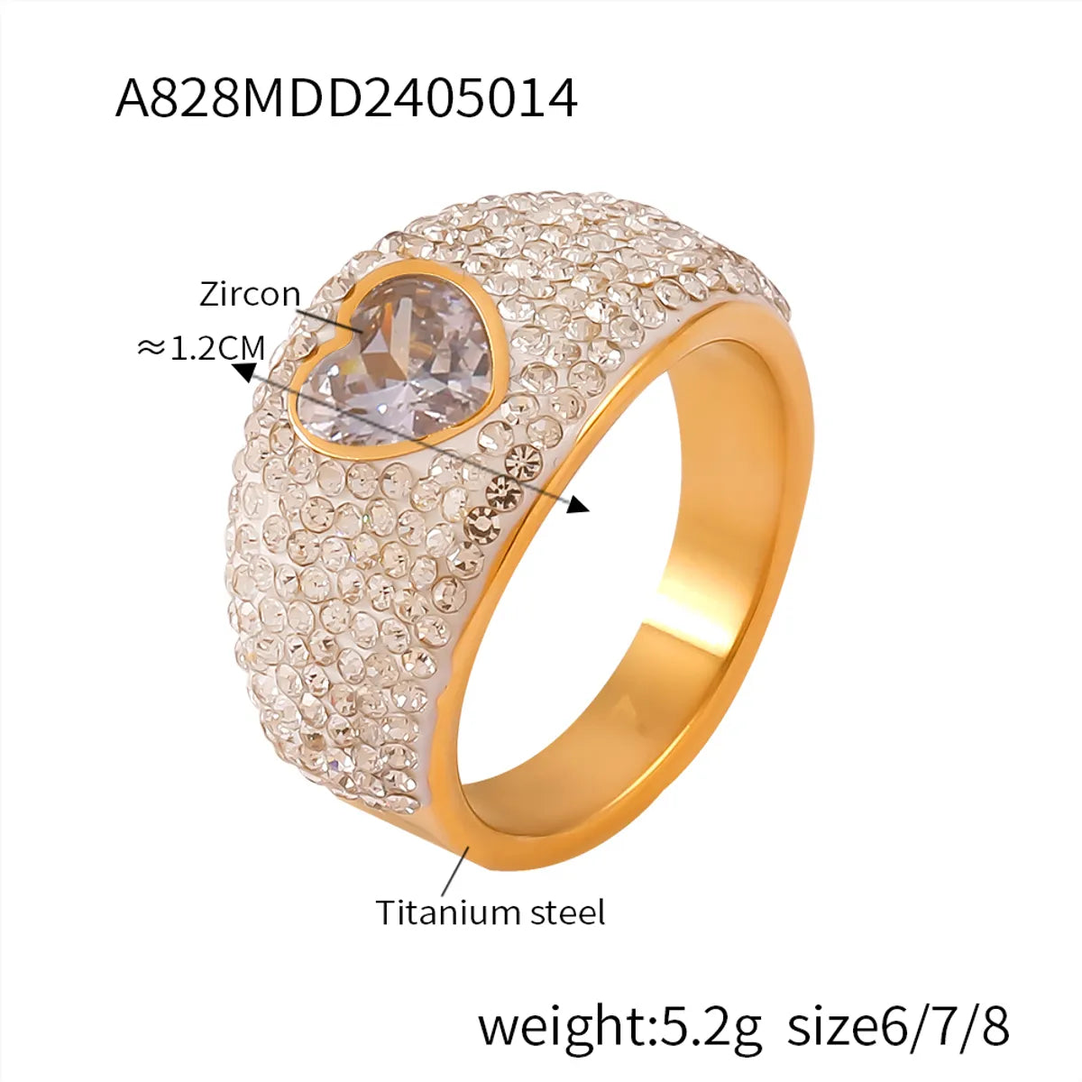 A828-Gold White Zirconium Ring