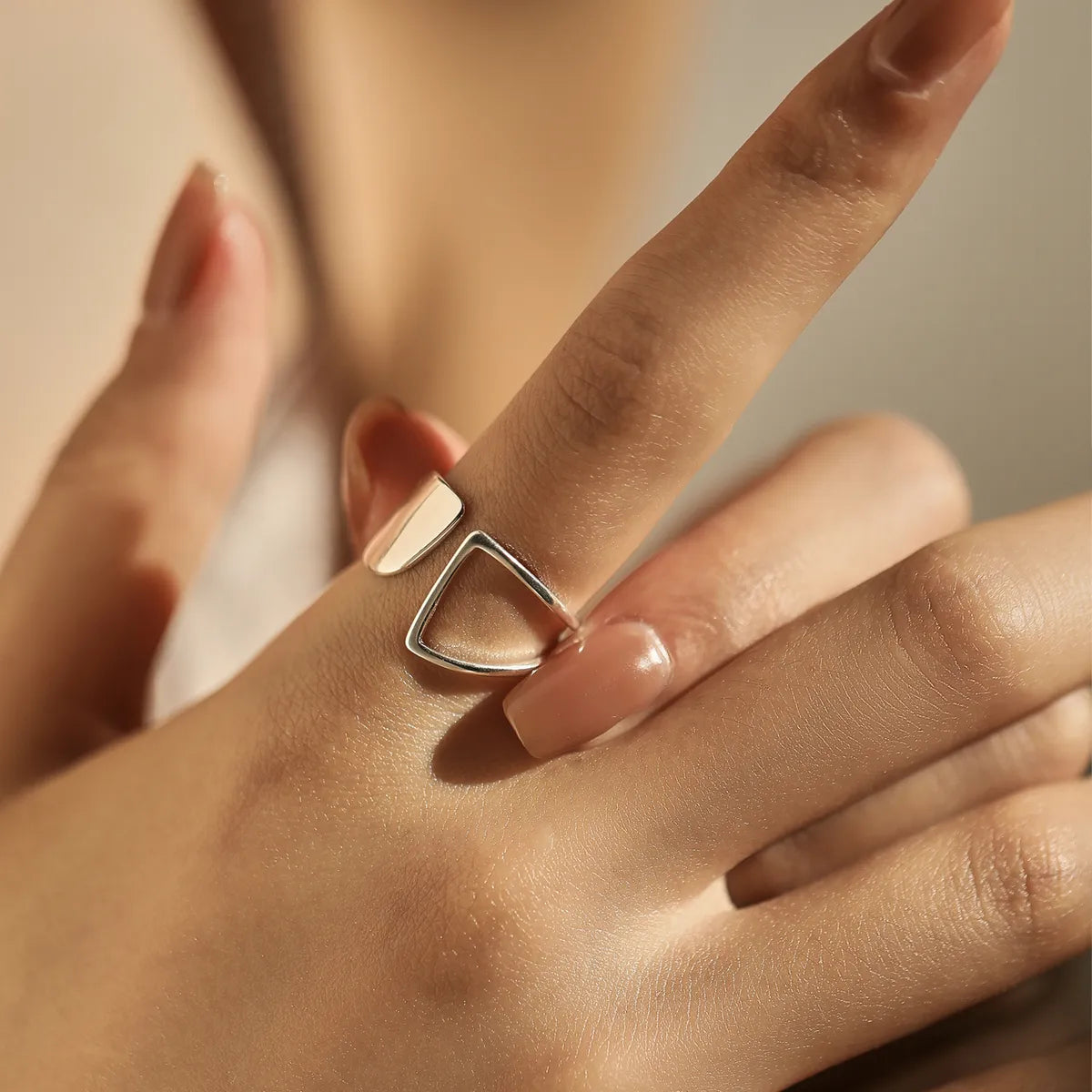 simple rose gold rings for women-Ig Style Modern Style Simple Style Irregular Sterling Silver Rhodium Plated Open Rings In Bulk