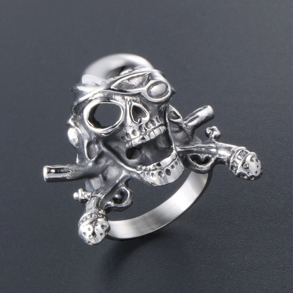 simple engagement rings for women-IG Style Retro Punk Skull 304 Stainless Steel Polishing Hollow Out Men'S Rings