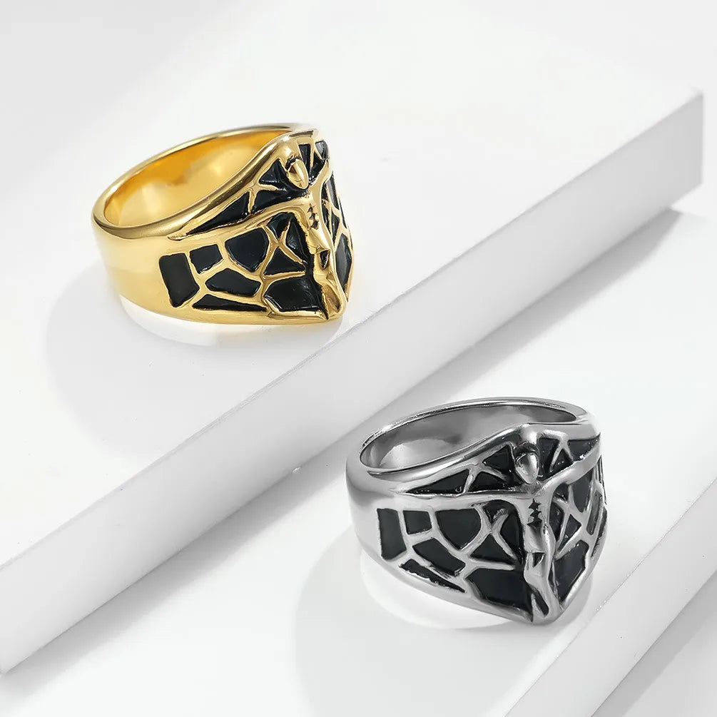 handmade rings for women-Gothic Cool Style Human 304 Stainless Steel 18K Gold Plated Men'S Rings