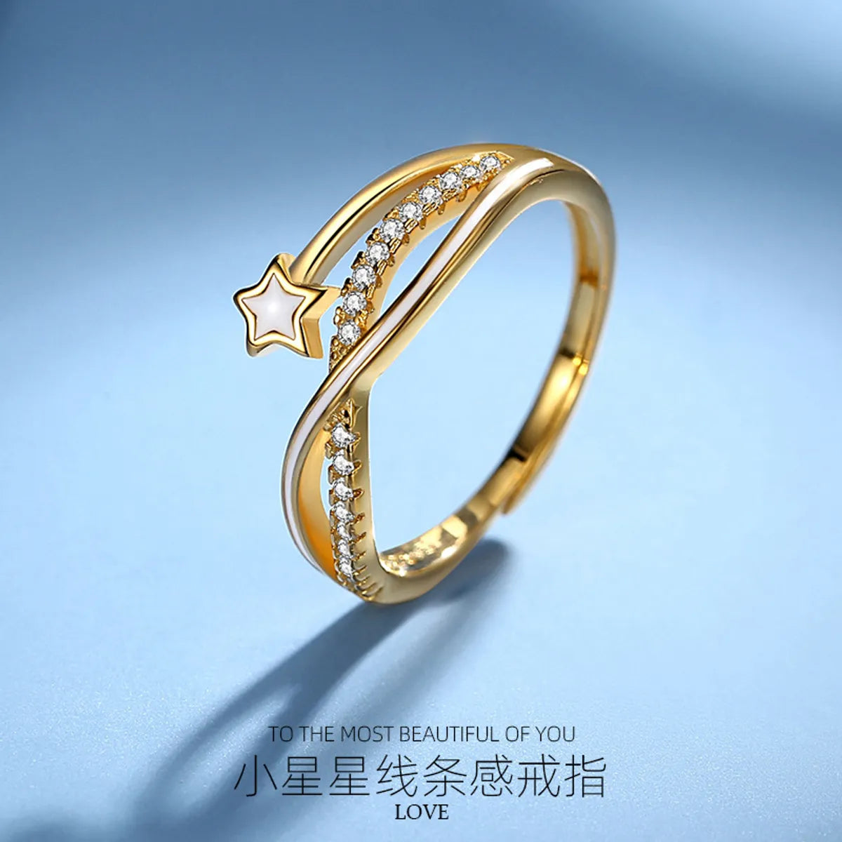 classic solitaire rings for women-Elegant Lady Cross Star Sterling Silver Inlay Zircon Rings