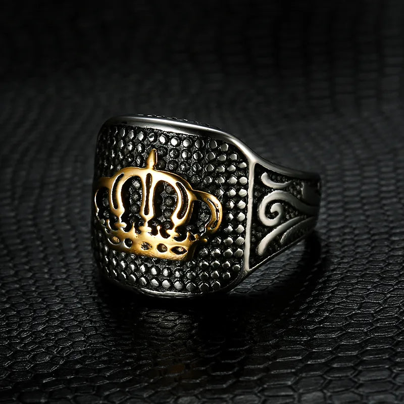 unique gemstone rings for women-Hip-Hop Streetwear Crown 304 Stainless Steel Carving Men'S Rings